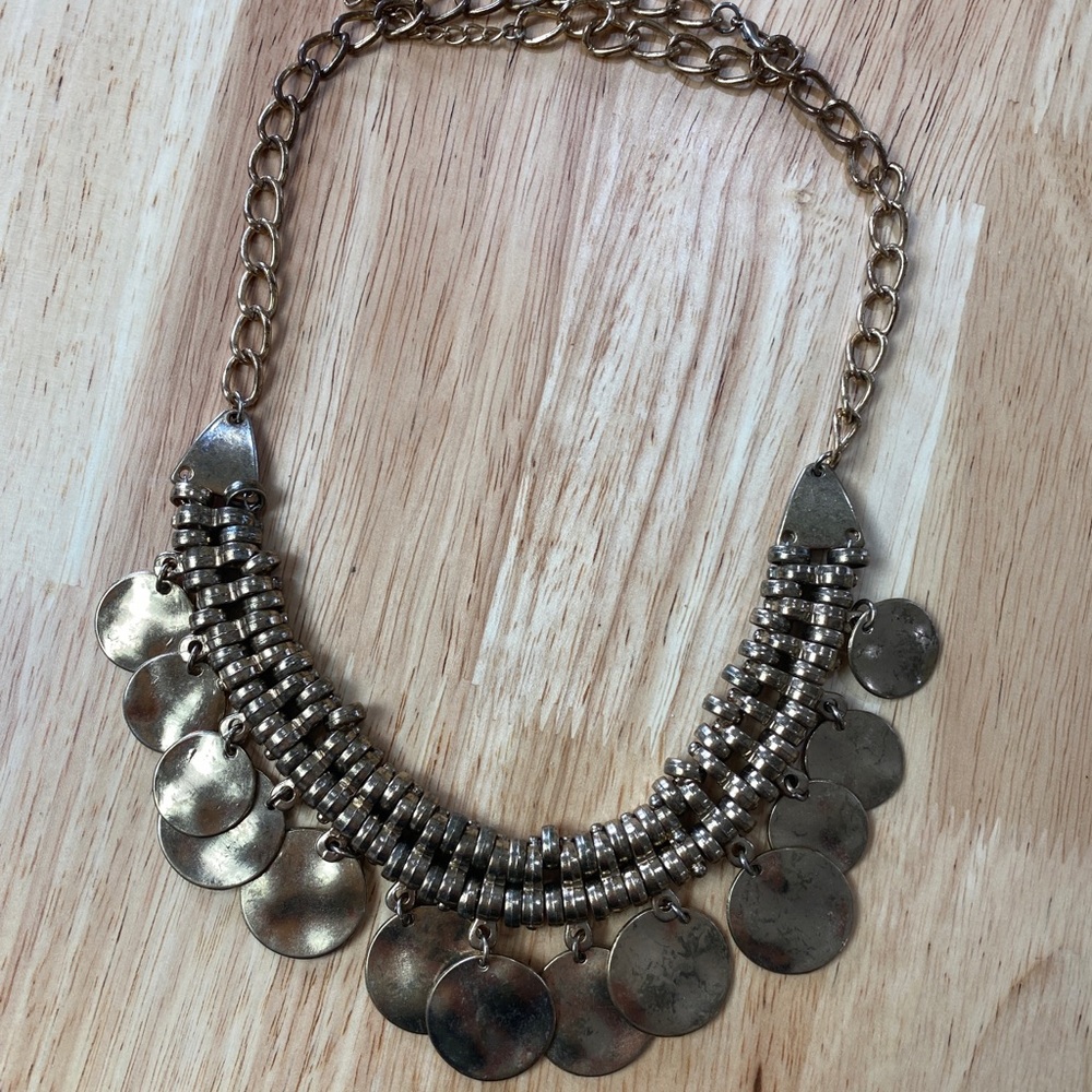 Gold Disc Boho Chain Necklace - Picture 5 of 9